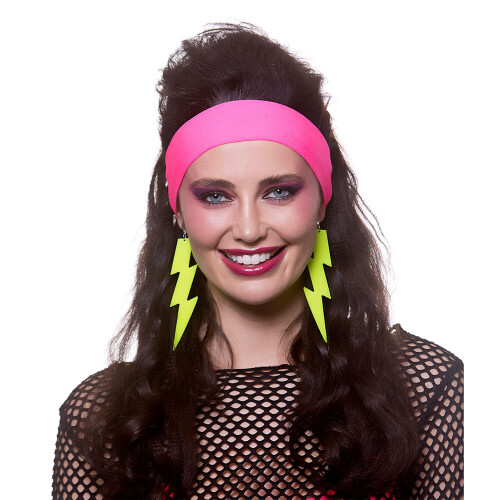 (Yellow) 80's Lightning Earrings - Neon