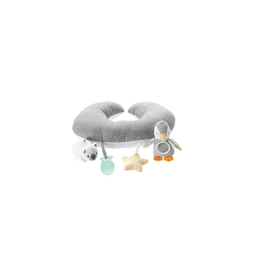 Nuby Penguin Tummy Time Pillow For Babies, Grey And White Plush Nursery Accessories (Pack of 1)