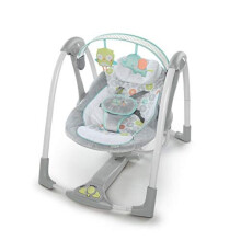 INGENUITY Faltbare elektrische Schaukel Swing and Go Hugs & Hoots - Babygeschenk, 5 Schaukelgeschwindigkeiten, Melodien