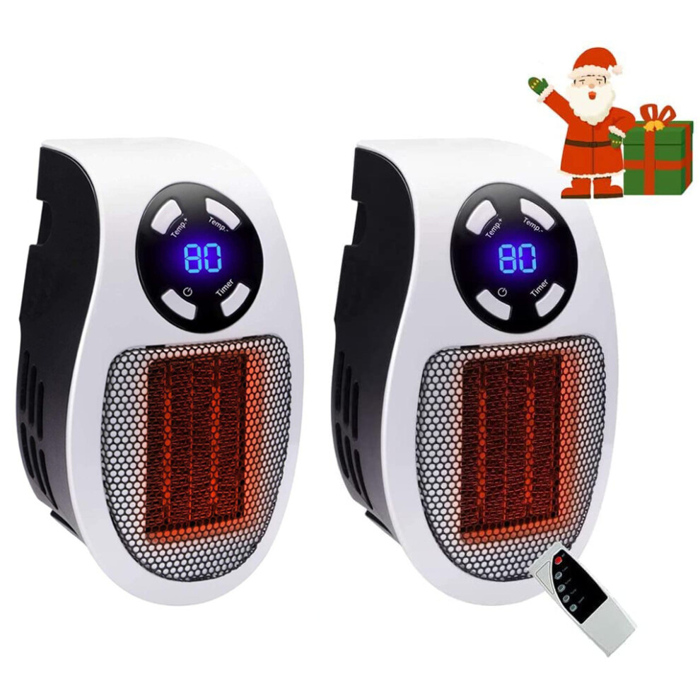 (2PCS with Remote Control) Portable Plug In Electric Heater Timer LED Display