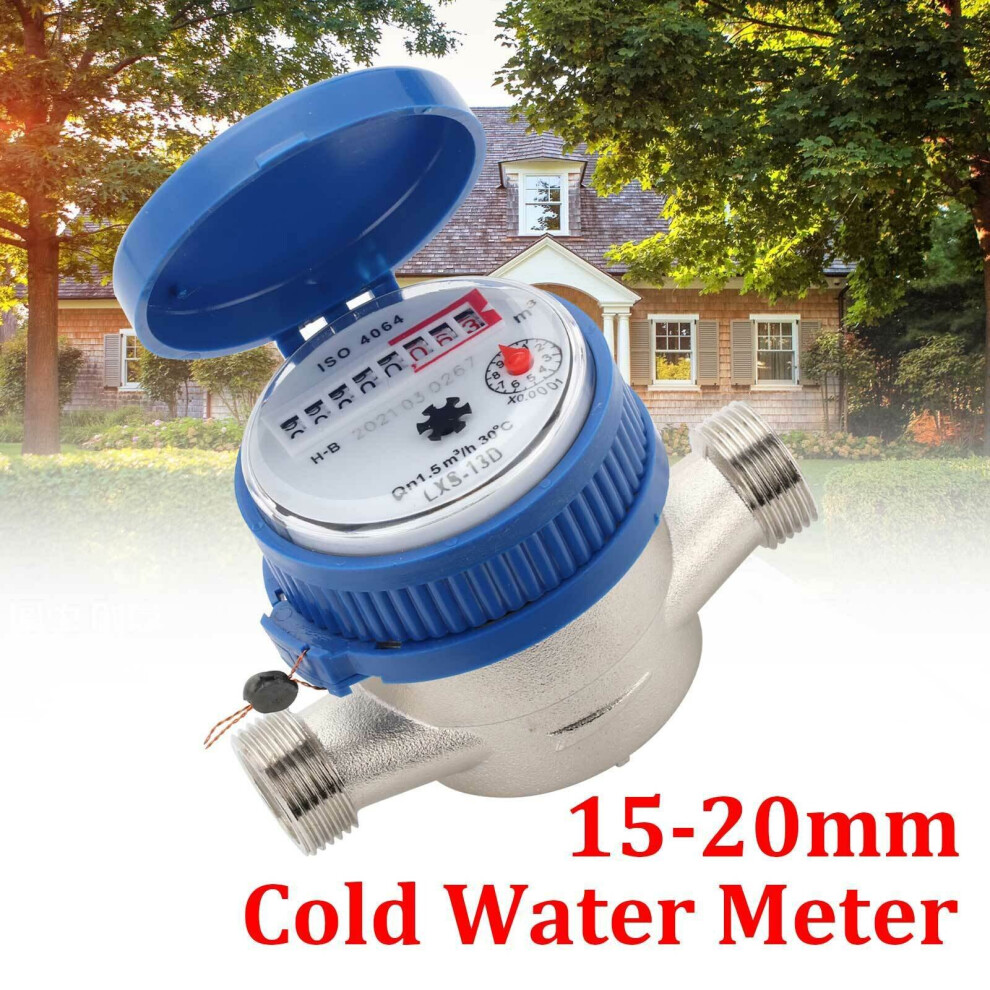 15Mm 1/2 Inch Digital Rotary Wing Cold Water Meter Flow Measure 757510906659