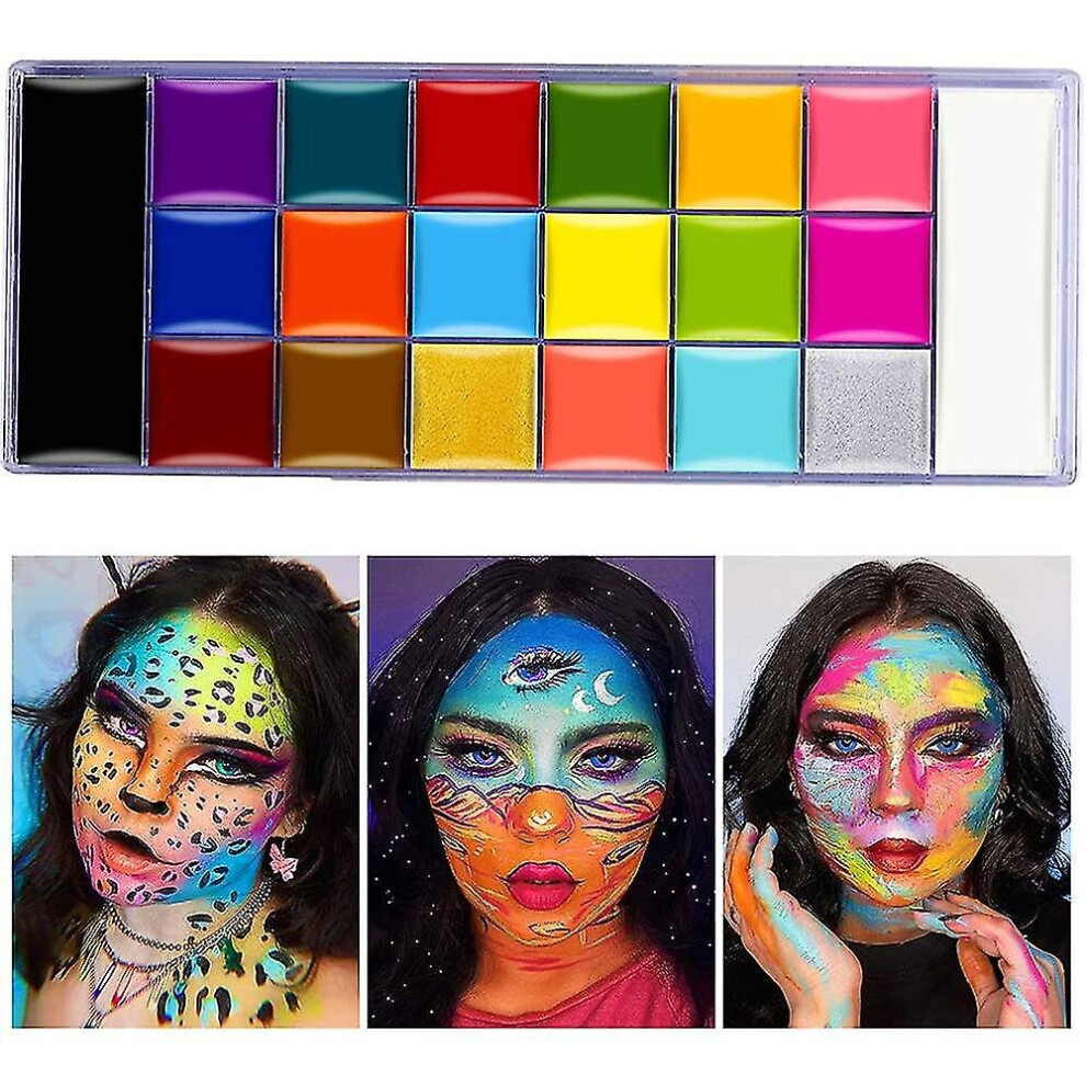Multicoloured 20 Colors Body Paint Palette Face Painting Art Makeup For Adults Halloween Party