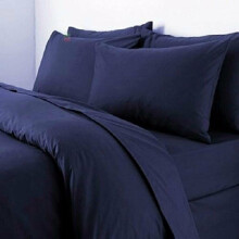 (Single, Navy) Plain Duvet Quilt Cover & Pillow Case Bedding Set