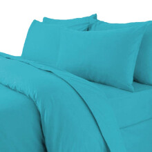 (King, Teal) Plain Duvet Quilt Cover & Pillow Case Bedding Set