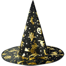 12pcs Halloween Witch Hats Masquerade Pumpkin Bronzing Peaked Caps Party Costume