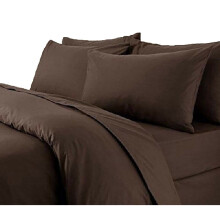 (Double, Chocolate) Plain Duvet Quilt Cover & Pillow Case Bedding Set