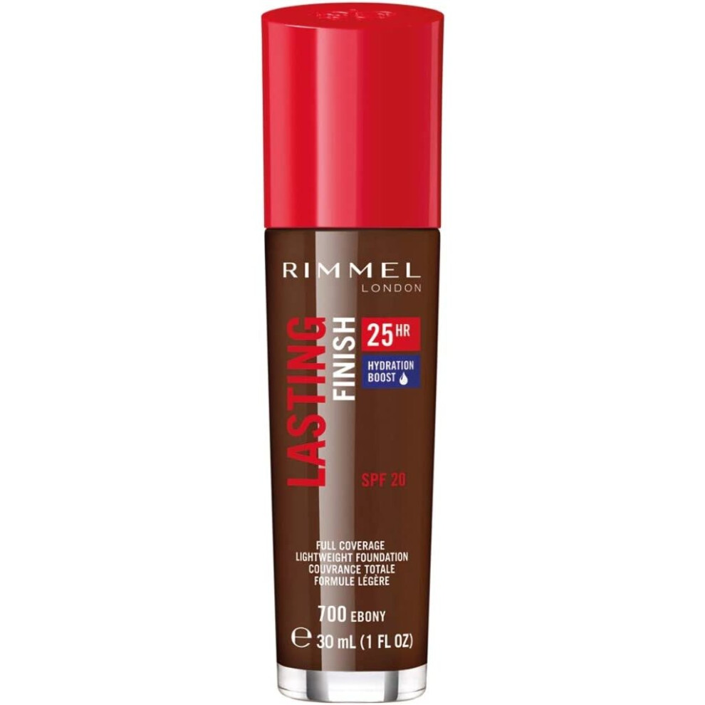 (700 Ebony, Single) Rimmel London Lasting Finish 25 Hour Foundation, Full Coverage Formula with SPF 20, 200 Soft Beige, 30ml