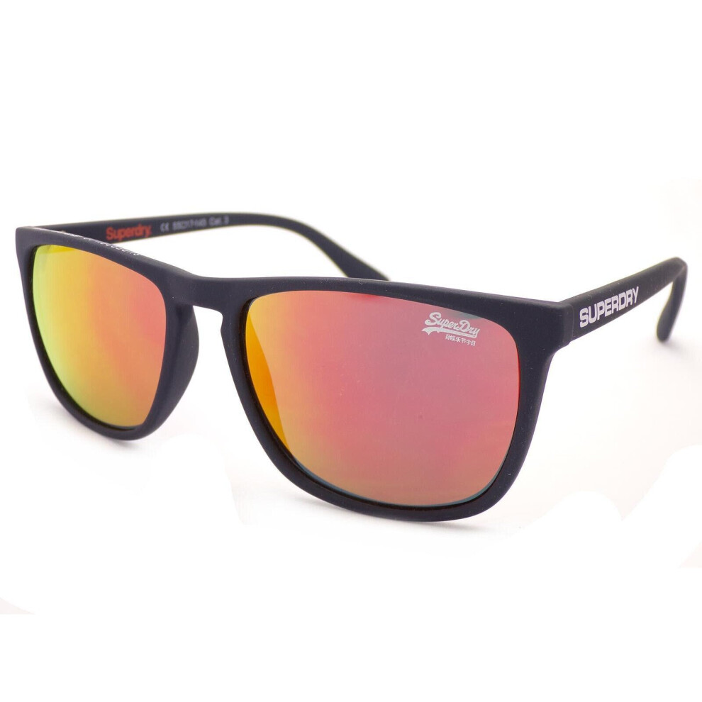 Superdry Sunglasses Shockwave Dark Matt Blue / Red Mirrored Lenses 189 Blue,Red