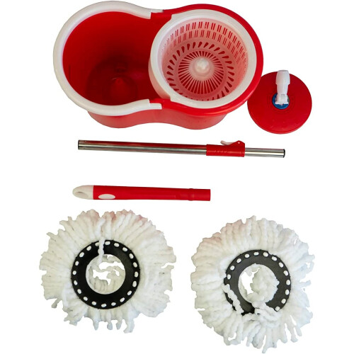 Spin Mop & Bucket Set With 2 Super Absorbent Microfiber Mop Heads 1