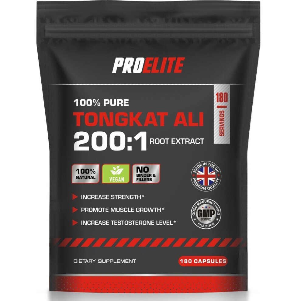 (180 Capsules) Tongkat Ali Vegan Capsules 500mg 200:1 Extract 
