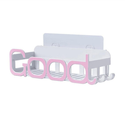 (Pink) Bathroom Shelf Shower Caddy Kitchen Storage Rack Self Adhesive Shampoo Holder