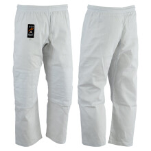 (5/180 cm) PLAYWELL JUDO TROUSERS: BLEACHED (WHITE) 10OZ - (DOUBLE PADDED KNEES)