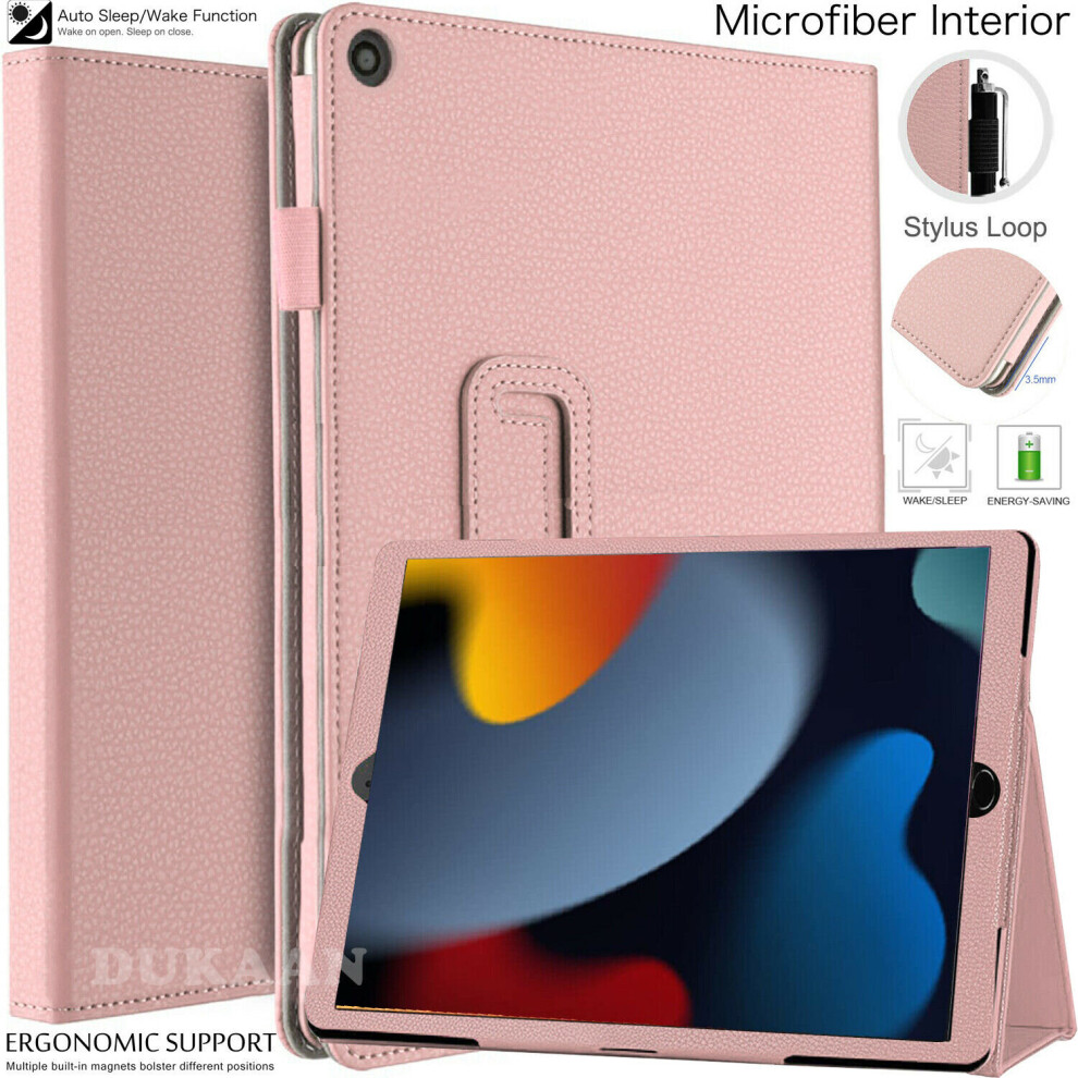 (For Apple iPad 10.2 (8th Generation), Rose Gold) For iPad 10.2'' Flip Case Cover 9th Generation 2021 Smart Leather Stand Case