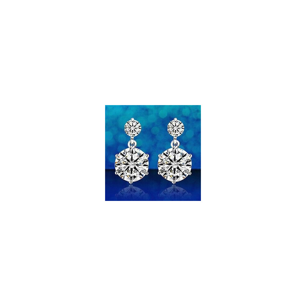 (Style 158) Women Girl Earrings Round Crystal Butterfly Drop Dangle Stud 925 Sterling Silver