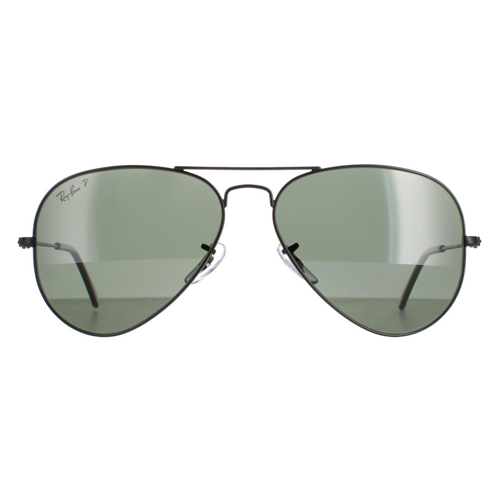 Ray-Ban Unisex Sunglass Aviator Classic - Frame color: Black, Lens color: G-15 Green Polarised - Image 4