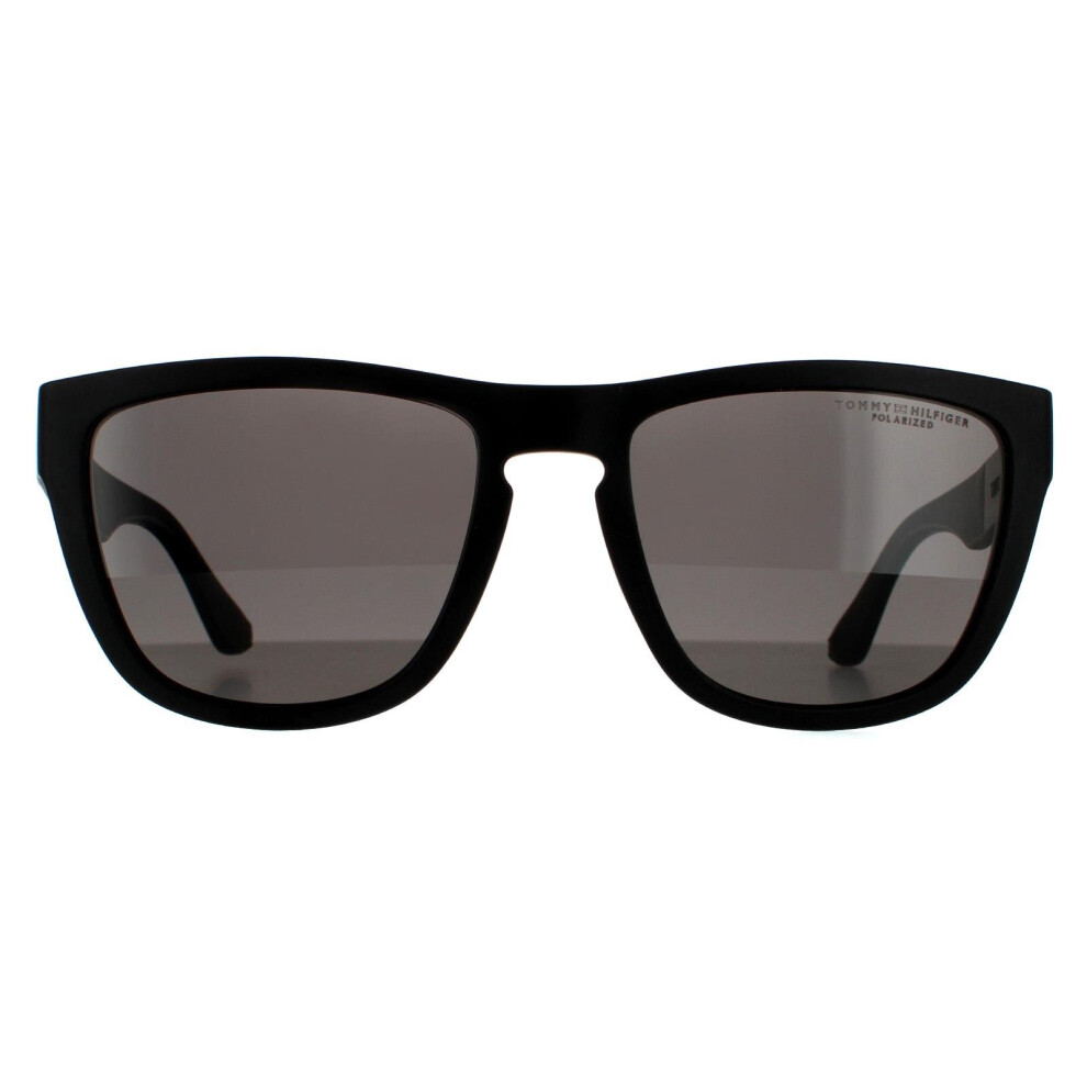 Square Matte Black Grey Polarized Sunglasses