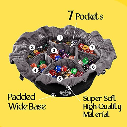 CardKingPro Große Würfeltaschen mit Fächern - Schwarz - Kapazität 150+ Würfel 1