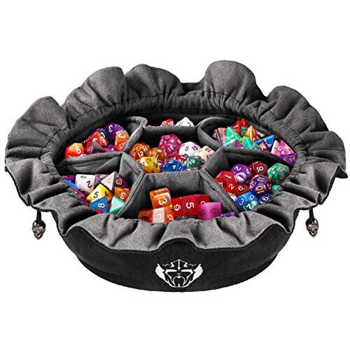 CardKingPro Große Würfeltaschen mit Fächern - Schwarz - Kapazität 150+ Würfel