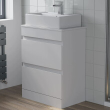 600mm Bathroom Vanity Unit Countertop Basin Rectangular Floor Standing White