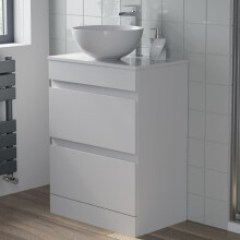 600mm Bathroom Vanity Unit Countertop Basin Round Circular Floor Standing White