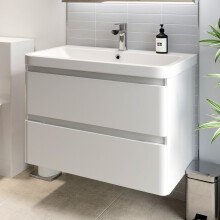 Bathroom Wall Hung Vanity Unit Wash 800 Basin Base Cabinet Drawers Storage White