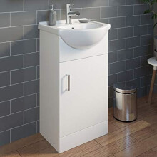 450mm Bathroom Vanity Unit Floor Standing Basin Sink Single Tap Hole White Gloss