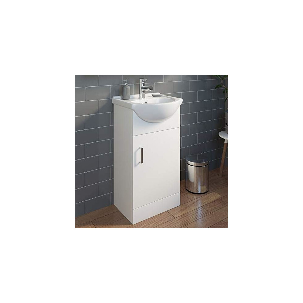 450mm Bathroom Vanity Unit Floor Standing Basin Sink Single Tap Hole White Gloss-image-OPC-P9VWTW7-NEW