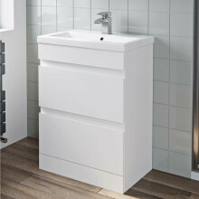 600mm Bathroom Vanity Unit Basin Storage 2 Drawer Cabinet Furniture White Gloss