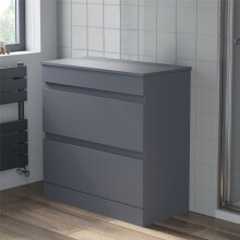 800 Bathroom Countertop Vanity Unit Floor Standing Soft Close Drawer Gloss Grey