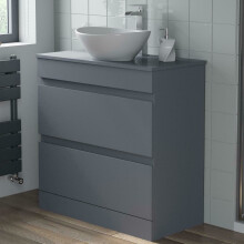 800mm Bathroom Vanity Unit Countertop Wash Basin Sink Oval Floor Standing Grey