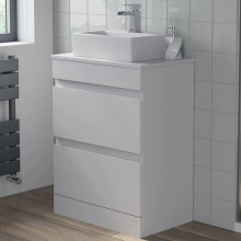 600mm Bathroom Vanity Unit Countertop Rectangular Basin Floor Standing White