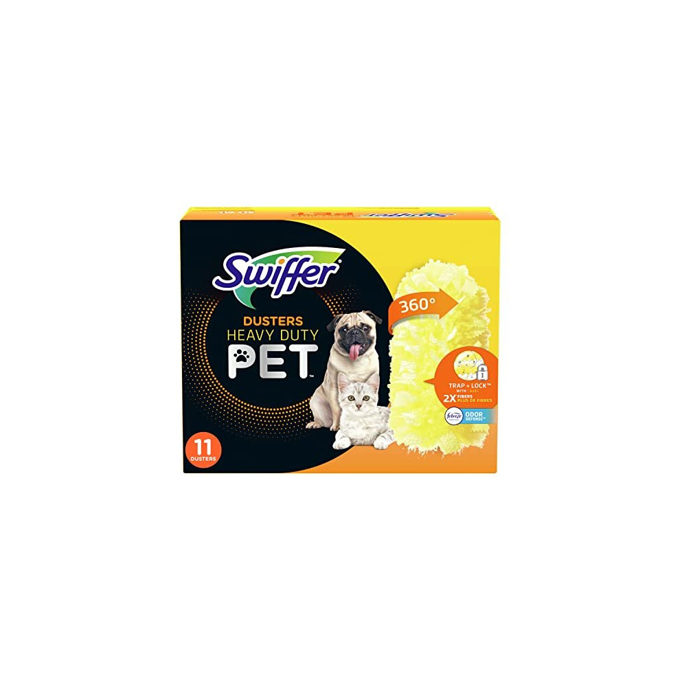 Swiffer Pet Heavy Duty Dusters Refills, Multisurface 360 Dusters with Febreze Odor Defense, 11 Count