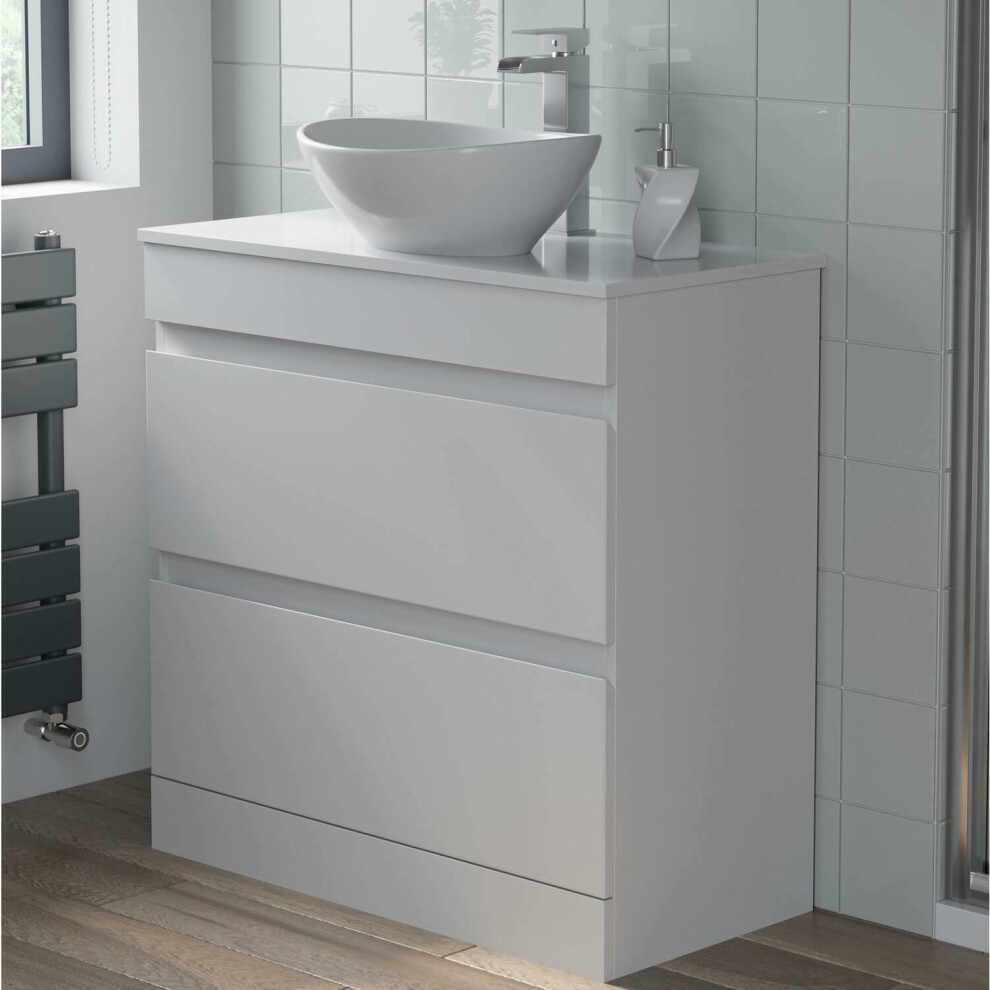 800Mm Bathroom Vanity Unit Countertop Wash Basin Sink Oval Floor Standing White