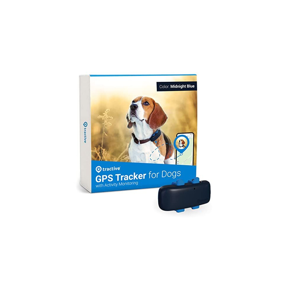 Tractive Waterproof GPS Dog Tracker - Location & Activity, Unlimited Range & Works with Any Collar (Midnight Blue)