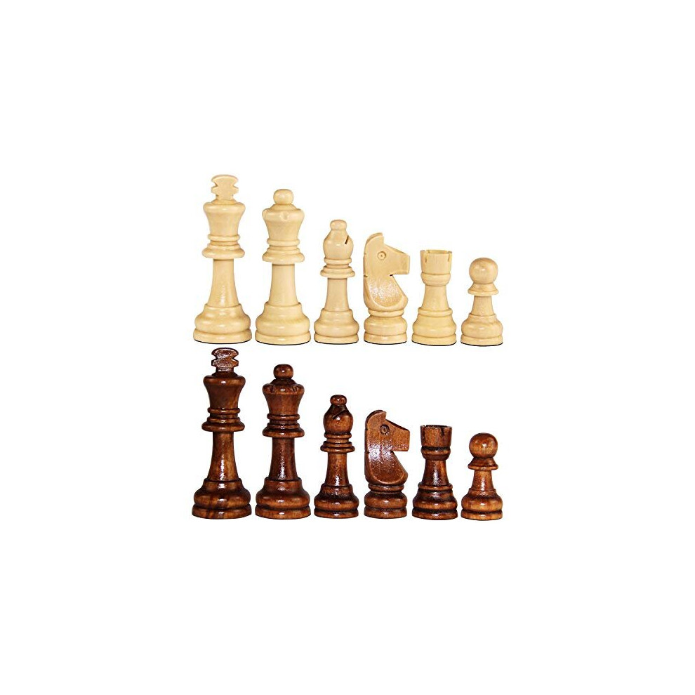 ASNEY Wooden Chess Pieces, Tournament Staunton Wood Chessmen Pieces Only, 3.15 King Figures Chess Game Pawns Figurine Pieces, Includes Storage Bag