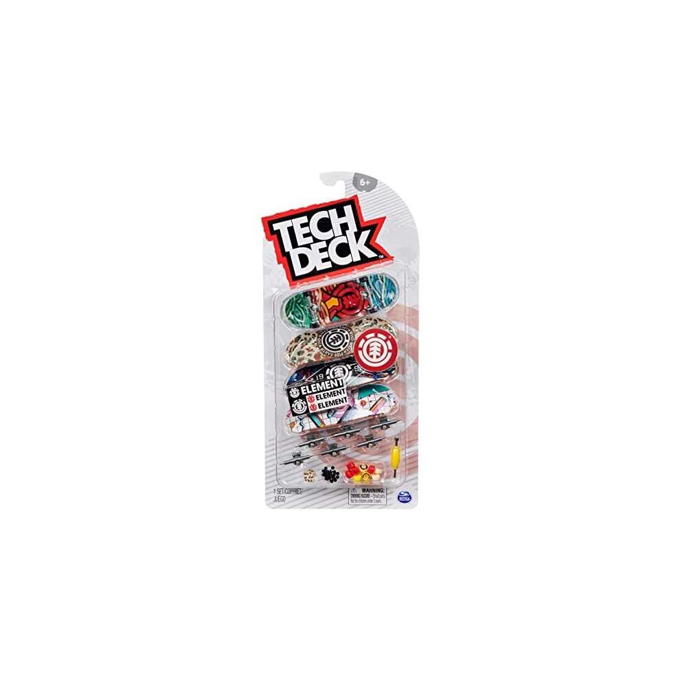 TECH DECK, Ultra DLX Fingerboard 4-Pack, Element Skateboards, Collectible and Customizable Mini Skateboards, Multicolor