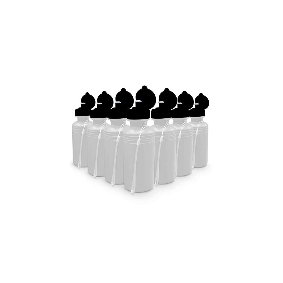 12 Sports Water Bottles Bulk (12 Pack) 18 oz Squeeze Reusable Plastic White Water Bottle, BPA Free, Bike Kids Water Bottles by 4E's Novelty