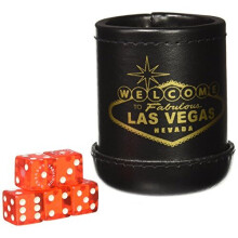 Czarny kubek na kosci Deluxe Witamy w Las Vegas z 5 standardowymi kostkami