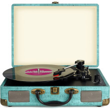 EX-SHOP DISPLAYS Bluetooth Record Player 3-Speed Belt-Drive Built-in Stereo Speakers Portable Case Bluetooth Aux Headphone