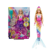 Barbie Dreamtopia 2-in-1 Princess to Mermaid Fashion Transformation Doll (Blonde, 11.5-in) with 3 Looks and Accessories, for 3 to 7 Year Olds