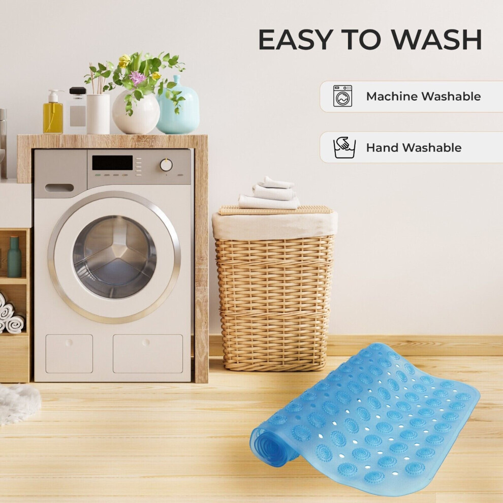 Vivo (Blue) Xlong Bath Shower Mat Anti Slip Non Slip Suction Cups Washable Bathroom 100X40cm