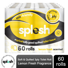 Splesh Toilet Roll, Soft & Quilted Eco-Friendly, Lemon, 60 Rolls