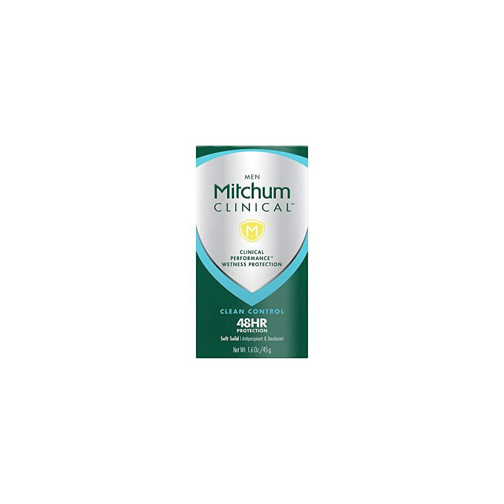 Mitchum Men Clinical Soft Solid Antiperspirant Deodorant, Clean Control, 1.6oz.