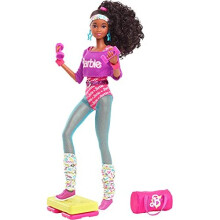 Barbie Rewind 80er Edition Workin Out Puppe (29,2 cm Braunhaarig) mit Bodysuit, Legwarmers & Zubehör