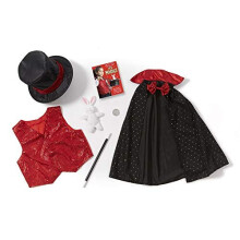 Melissa & Doug Magician Role Play Costume Set - Includes Hat, Cape, Wand, Magic Tricks Frustration-Free Packaging