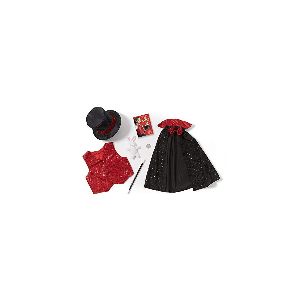 Melissa & Doug Magician Role Play Costume Set - Includes Hat, Cape, Wand, Magic Tricks Frustration-Free Packaging