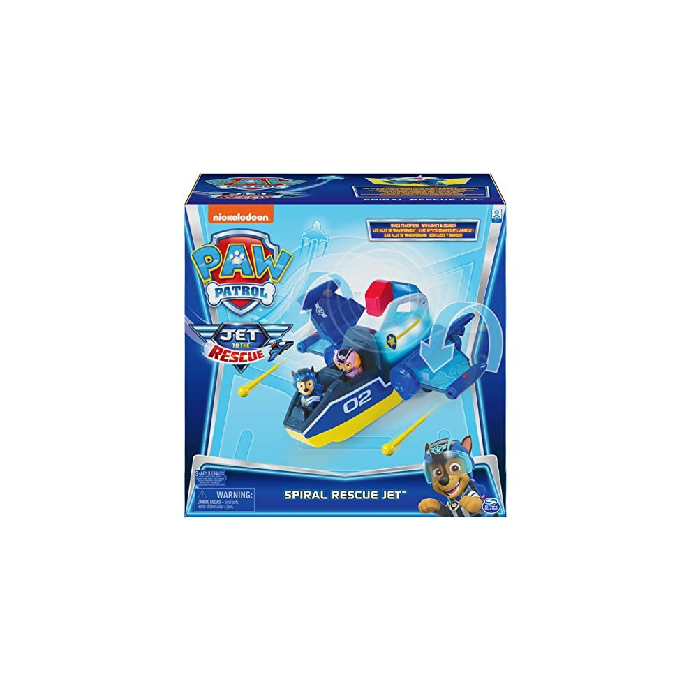 Paw Patrol, Jet to The Rescue Deluxe Transforming Spiral Rescue Jet with Lights and Sounds, Amazon Exclusive