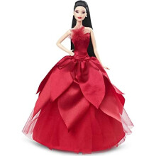 Barbie Signature 2022 Holiday Doll (Steil zwart haar) met poppenstandaard, verzamelobject voor kinderen vanaf 6 jaar