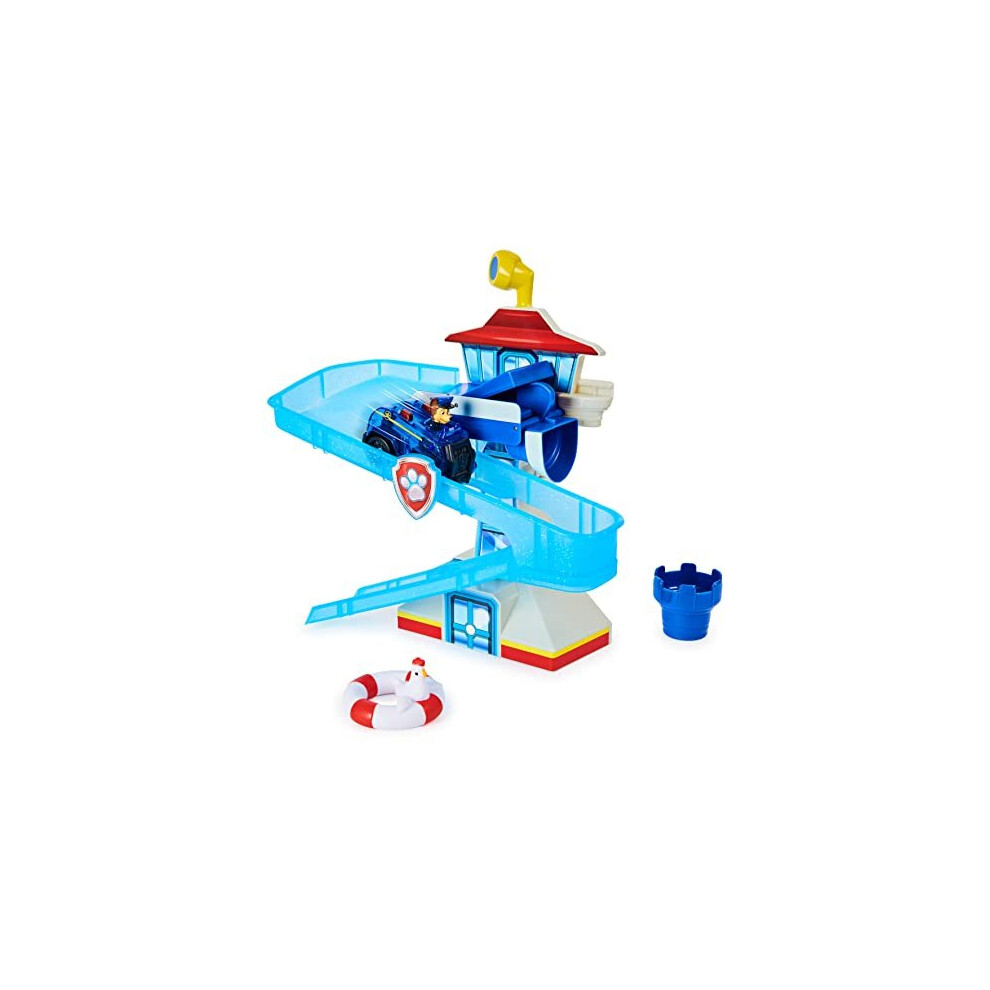 Paw Patrol, Adventure Bay Bath Playset with Light-up Chase Vehicle, Bath Toy for Kids Aged 3 and up