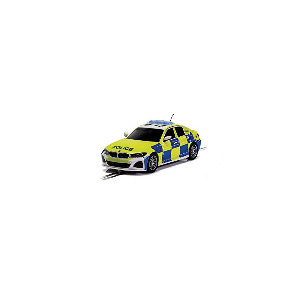 Scalextric BMW 330i M-Sport Police Car 1:32 Slot Race Car C4165, Yellow, Blue & White